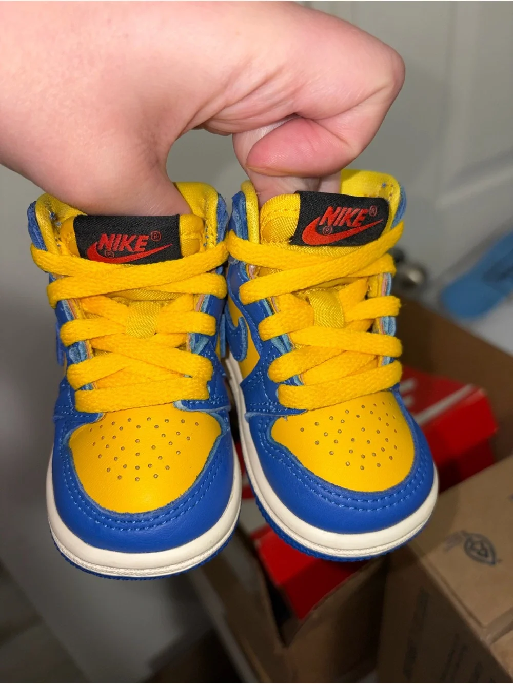 Nike Kids Blue and Yellow High-Top Sneaker (Toddler)